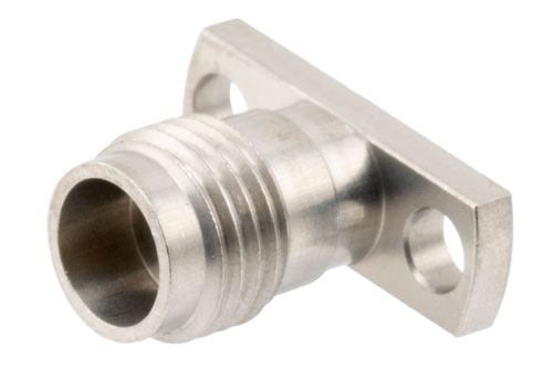 2.4mm Female Field Replaceable Connector 2 Hole Flange Mount with EMI gasket, accepts 0.38mm (.015inch) pin