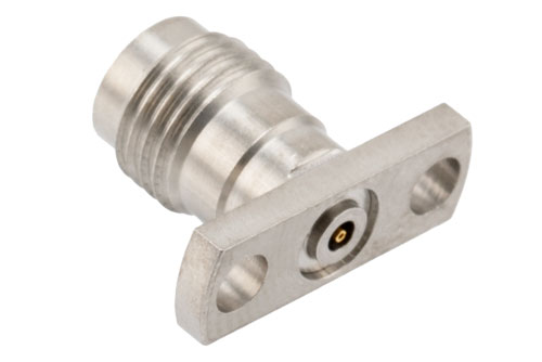 2.4mm Female Field Replaceable Connector 2 Hole Flange Mount with EMI gasket, accepts 0.38mm (.015inch) pin