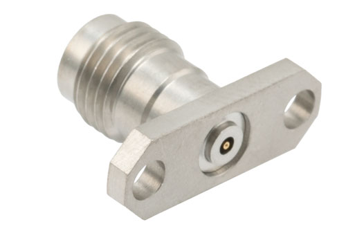1.85mm Female Field Replaceable Connector 2 Hole Flange Mount with EMI gasket, accepts 0.51mm (.020inch) pin