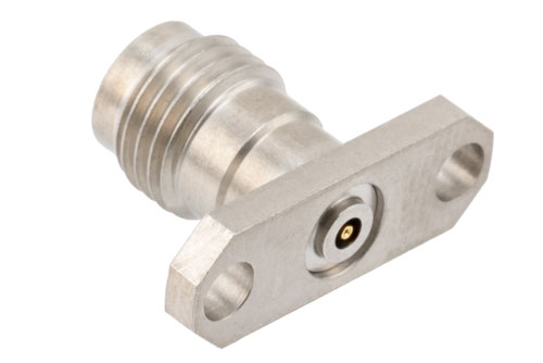 1.85mm Female Field Replaceable Connector 2 Hole Flange Mount with EMI gasket, accepts 0.3mm (.012inch) pin