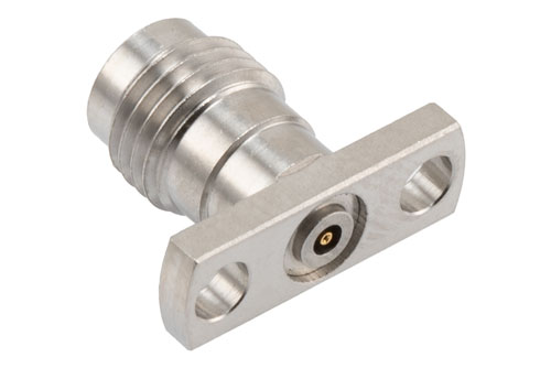 1.85mm Female Field Replaceable Connector 2 Hole Flange Mount with EMI gasket, accepts 0.3mm (.012inch) pin