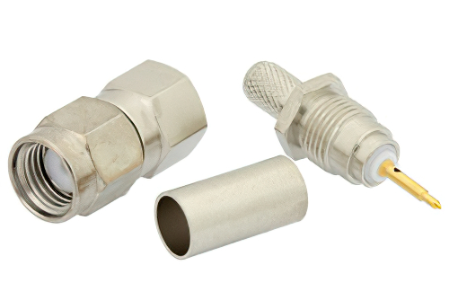 SMA Male Connector Crimp/Solder (Captive Contact) Attachment for RG55, RG141, RG142, RG223, RG400