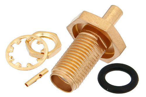 SMA Female Bulkhead Connector Solder Attachment For PE-047SR, PE-SR047AL, PE-SR047FL, .235 inch D Hole