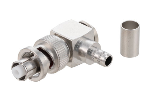 SHV Plug Right Angle Connector Crimp/Solder Attachment for RG59B/U