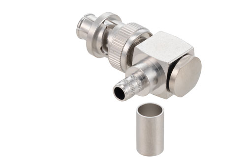 SHV Plug Right Angle Connector Crimp/Solder Attachment for RG59B/U