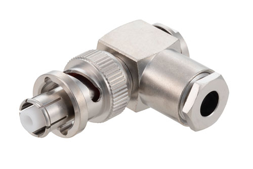SHV Plug Right Angle Connector Clamp/Solder Attachment for RG58, RG142, RG400, LMR-195, LMR-195-FR, LMR-195-UF, LMR-LW195, PE-C195, RG141