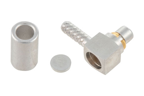 MMCX Plug Right Angle Non-Magnetic Connector Crimp/Solder Attachment for RG178