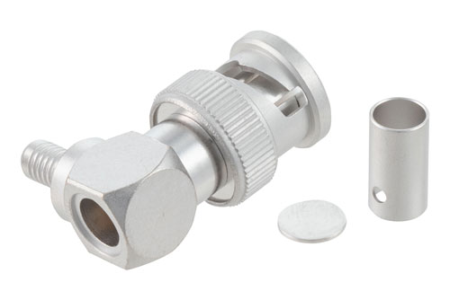 BNC Plug Right Angle Non-Magnetic Connector Crimp/Solder Attachment for RG58, RG141