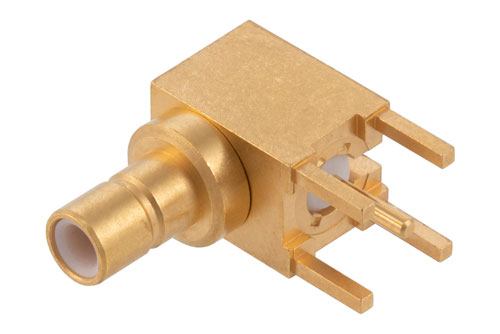 SMB Plug Right Angle Non-Magnetic Connector Solder Attachment PCB Mount