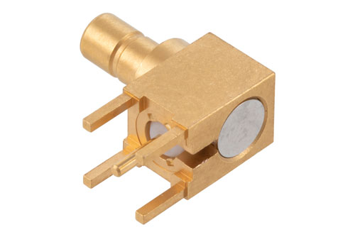 SMB Plug Right Angle Non-Magnetic Connector Solder Attachment PCB Mount