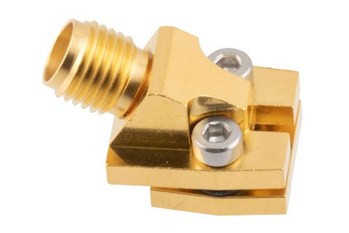 2.92mm Female Connector 30 Degree Angle Solderless PCB Mount 2 Hole 40GHz VSWR 1.25, Through Hole