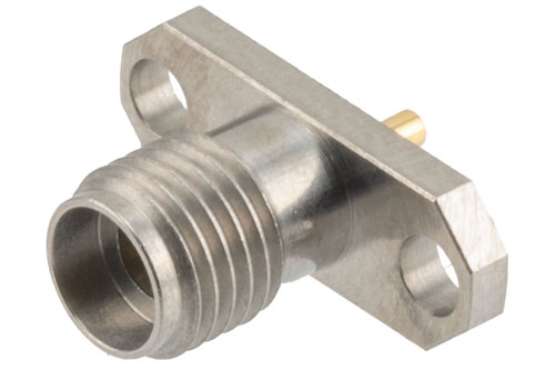 2.92mm Female 2 hole PCB Mount with Round Contact 40GHz VSWR1.2, 0.050 Inches Diameter Pin and 0.138 Inches Pin Length