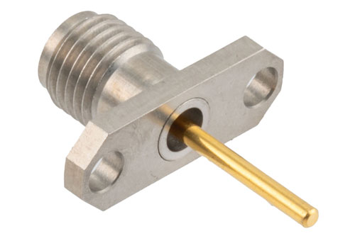 2.92mm Female 2 hole PCB Mount with Round Contact 42GHz VSWR1.2, 0.050 Inches Diameter Pin and 0.413 Inches Pin Length