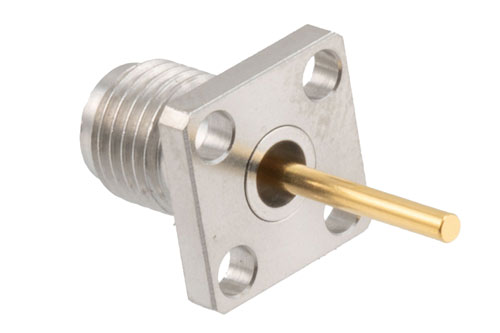 2.92mm Female 4 hole SQ 0.375 Inches with Round Contact 40Ghz VSWR1.2, 0.050 Inches Diameter Pin and 0.394 Inches Pin Length