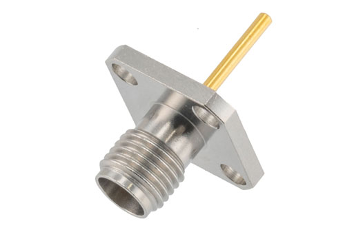 2.92mm Female 4 hole SQ 0.5 Inches with Round Contact 42Ghz VSWR1.2, 0.050 Inches Diameter Pin and 0.413 Inches Pin Length