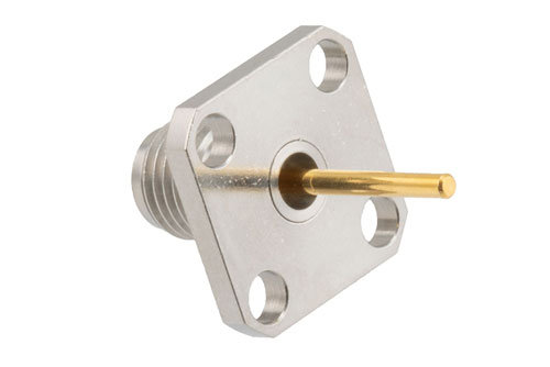 2.92mm Female 4 hole SQ 0.5 Inches with Round Contact 42Ghz VSWR1.2, 0.050 Inches Diameter Pin and 0.413 Inches Pin Length