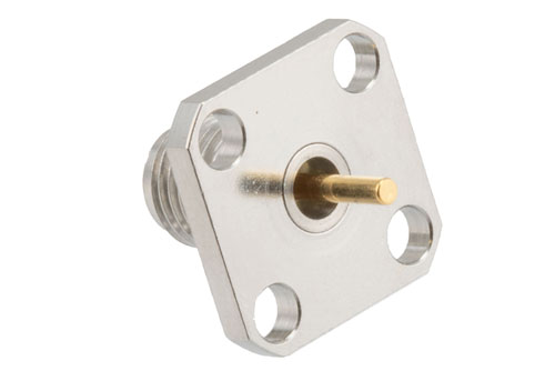 2.92mm Female 4 hole SQ 0.5 Inches with Round Contact 40GHz VSWR1.2, 0.050 Inches Diameter Pin and 0.197 Inches Pin Length