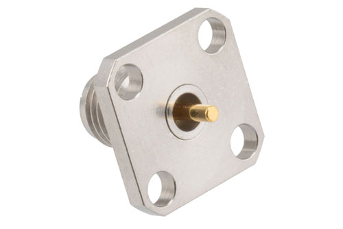 2.92mm Female 4 hole SQ 0.5 Inches with Round Contact 40GHz VSWR1.2, 0.050 Inches Diameter Pin and 0.118 Inches Pin Length