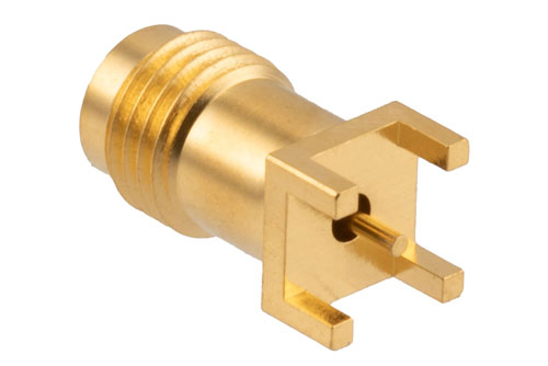 1.85mm Female PCB Mount with Round Contact 67GHz VSWR1.3, Through Hole