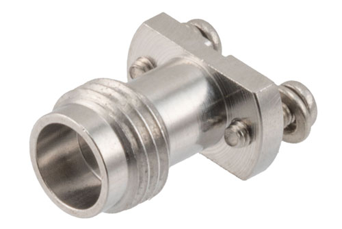 1.85mm Female Solderless 2 hole PCB Mount 70GHz VSWR1.92, Metal Contact Ring with Gap