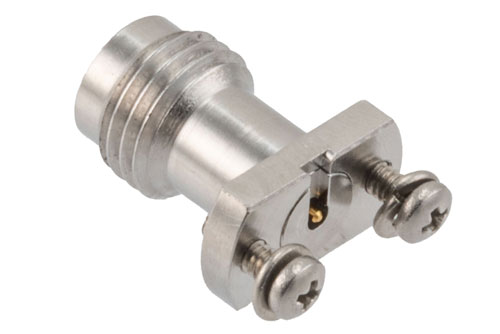 1.85mm Female Solderless 2 hole PCB Mount 70GHz VSWR1.92, Metal Contact Ring with Gap