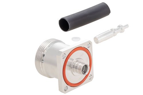 7/16 DIN Female Low PIM Connector Solder Attachment 4 Hole Flange Mount for SPF-250, SPO-250, SPP-250-LLPL, 1/4" Superflexible, PE-1/4SFHC