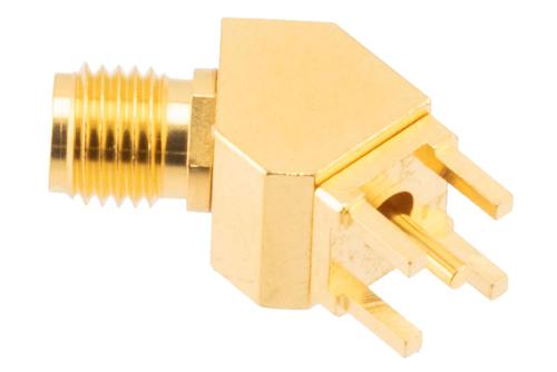 2.92mm Female PCB Mount Connector, 45 Degree angle with round contact 0.05 inches diameter, 40GHz VSWR1.2