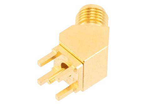 2.92mm Female PCB Mount Connector, 45 Degree angle with round contact 0.05 inches diameter, 40GHz VSWR1.2