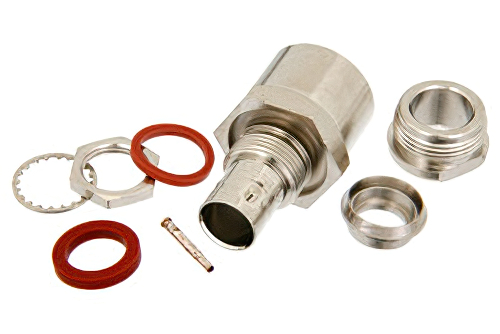 75 Ohm BNC Female Bulkhead Connector Clamp/Solder Attachment For RG11, RG216, .480 inch D Hole