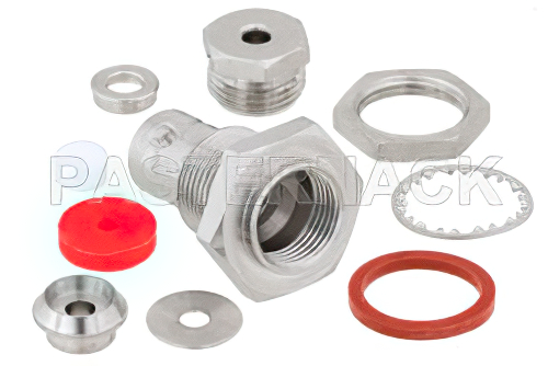 75 Ohm BNC Female Bulkhead Connector Clamp/Solder Attachment For RG179, RG187, .480 inch D Hole