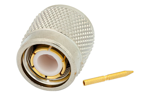 TNC Male Connector Solder Attachment for PE-SR402AL, PE-SR402FL, PE-SR402FLJ, PE-SR402TN, RG402, .480 inch D Hole