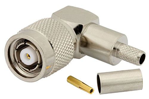 RP-TNC Male Right Angle Connector Crimp/Solder Attachment for RG55, RG141, RG142, RG223, RG400