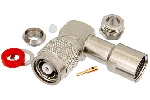 RP-TNC Male Right Angle Connector Clamp/Solder Attachment for RG59B/U, RG62