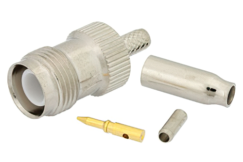 RP TNC Female Connector Crimp/Solder Attachment for RG316, RG174, RG188, LMR-100, PE-B100, PE-C100, 0.100 inch
