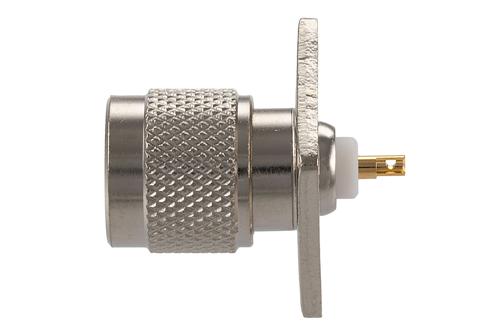 RP-TNC Male Connector Solder Attachment 4 Hole Flange Mount Solder Cup Terminal, .531 inch Hole Spacing