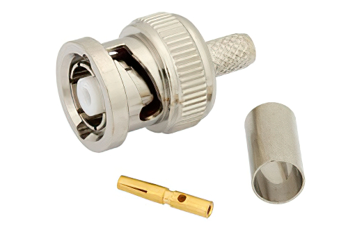RP BNC Male Connector Crimp/Solder Attachment For RG55, RG141, RG142, RG223, RG400