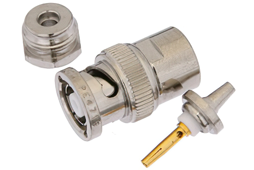 RP BNC Male Connector Clamp/Solder Attachment for RG174, RG316, RG188, LMR-100, PE-B100, PE-C100, 0.100 inch