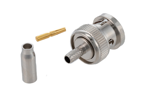 RP BNC Male Connector Crimp/Solder Attachment for RG174, RG316, RG188, LMR-100, PE-B100, PE-C100, 0.100 inch
