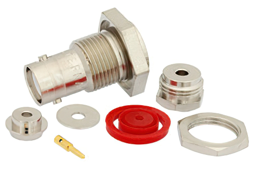 RP BNC Female Bulkhead Connector Clamp/Solder Attachment For RG174, RG316, RG188, .480 inch D Hole