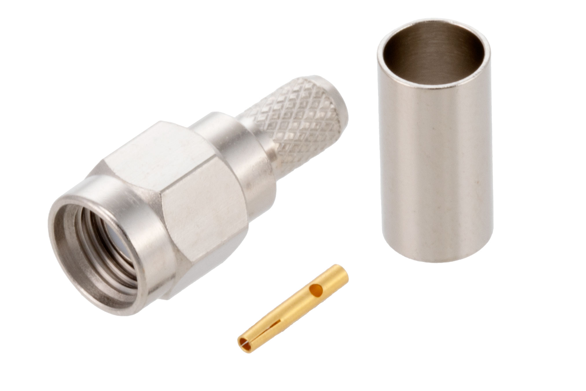 RP SMA Male Connector Crimp/Solder Attachment for RG55, RG141, RG142, RG223, RG400