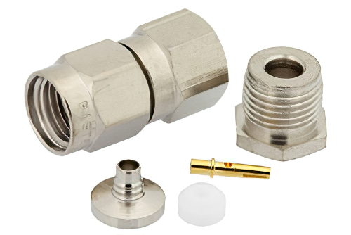 RP SMA Male Connector Clamp/Solder Attachment for RG174, RG316, RG188, PE-B100, PE-C100, 0.100 inch, LMR-100