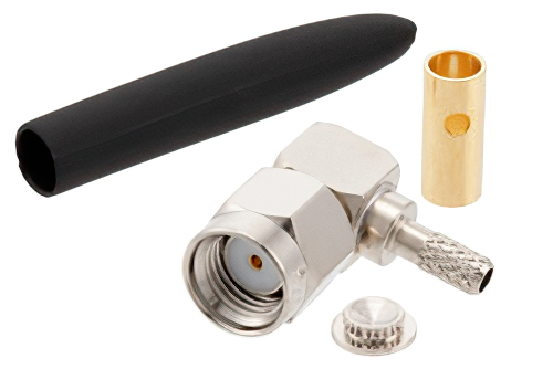 RP SMA Male Right Angle Connector Solder Attachment For RG174, RG316, RG188