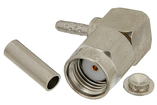RP SMA Male Right Angle Connector Crimp/Solder Attachment For RG178, RG196