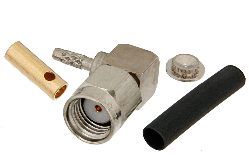 RP SMA Male Right Angle Connector Solder Attachment For RG178, RG196