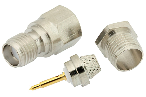 RP SMA Female Connector Clamp/Solder Attachment for RG55, RG58, RG141, RG142, RG223, RG303, RG400, PE-C195, PE-P195, LMR-195