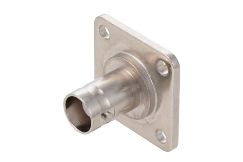 BNC Female Connector Solder Attachment 4 Hole Flange Mount Solder Cup Terminal, .718 inch Hole Spacing
