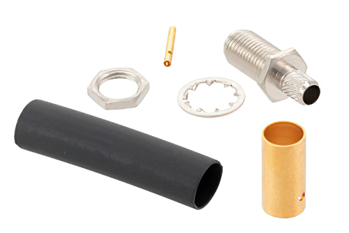 RP SMA Female Bulkhead Connector Solder Attachment For RG58, RG55, RG141, RG142, RG223, RG400, .235 inch D Hole