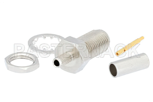 RP SMA Female Bulkhead Connector Crimp/Solder Attachment For RG174, RG316, RG188, .235 inch D Hole