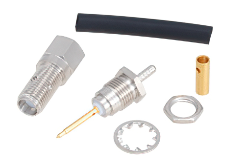 RP-SMA Female Bulkhead Mount Connector Solder Attachment for RG178, RG196, .235 inch D Hole