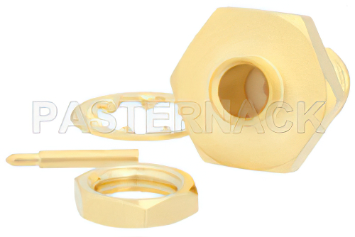 RP SMA Female Bulkhead Connector Solder Attachment For PE-SR402AL, PE-SR402FL, RG402, .235 inch D Hole